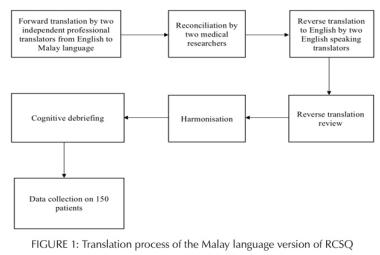 FIGURE 1: Translation process of the Malay language version of RCSQ